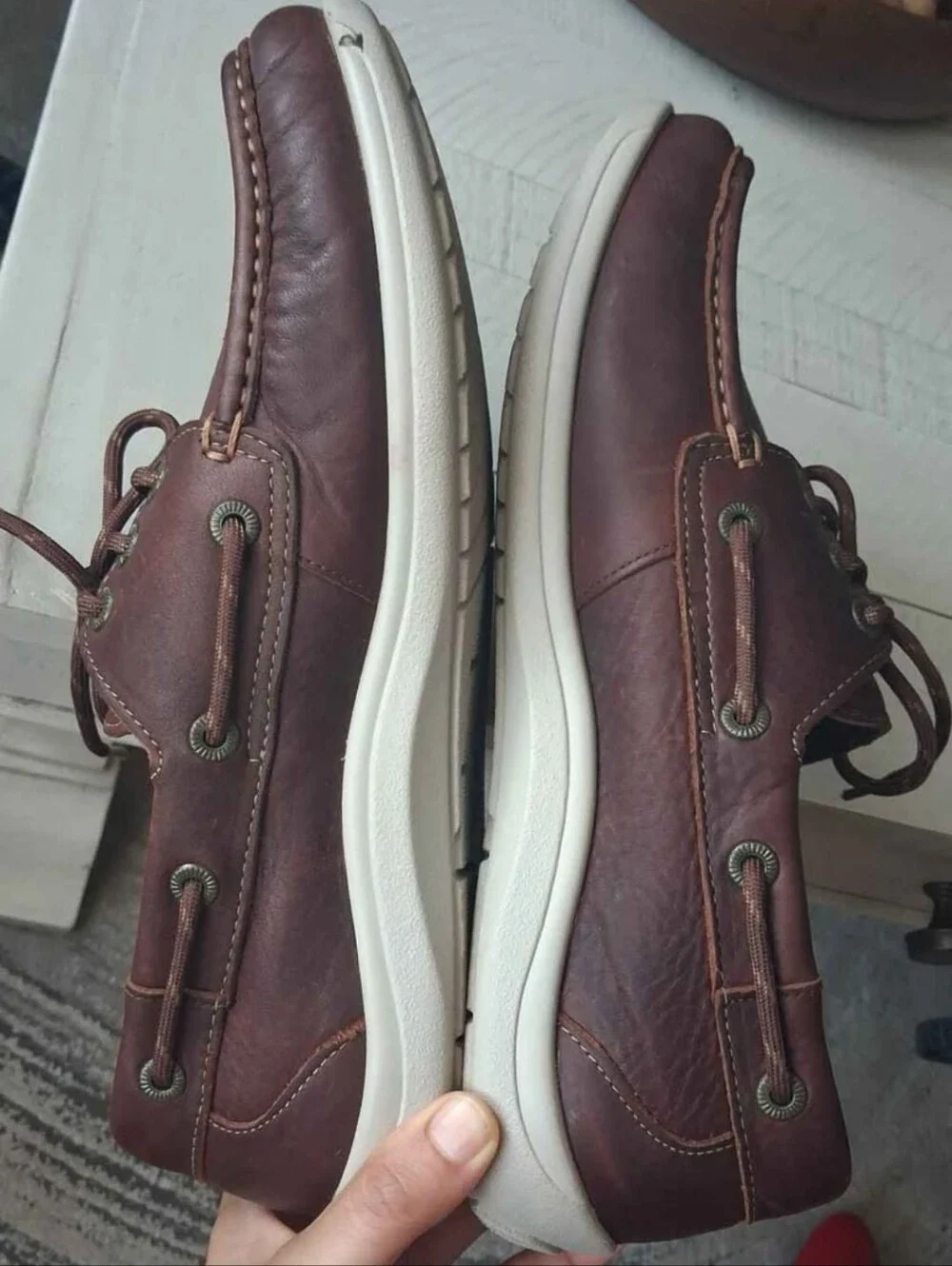 SAS Decksider Boat Shoe - Briar Brown with White Sole